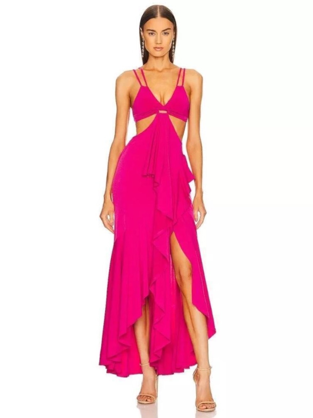 Michael Costello x REVOLVE Trent Gown Dress Hot Pink Size XXS
